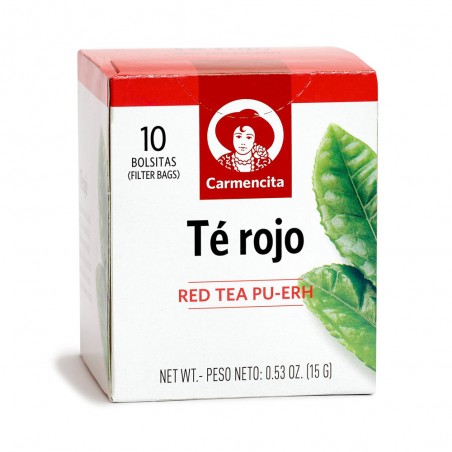 Petite boîte avec des sachets de thé rouge