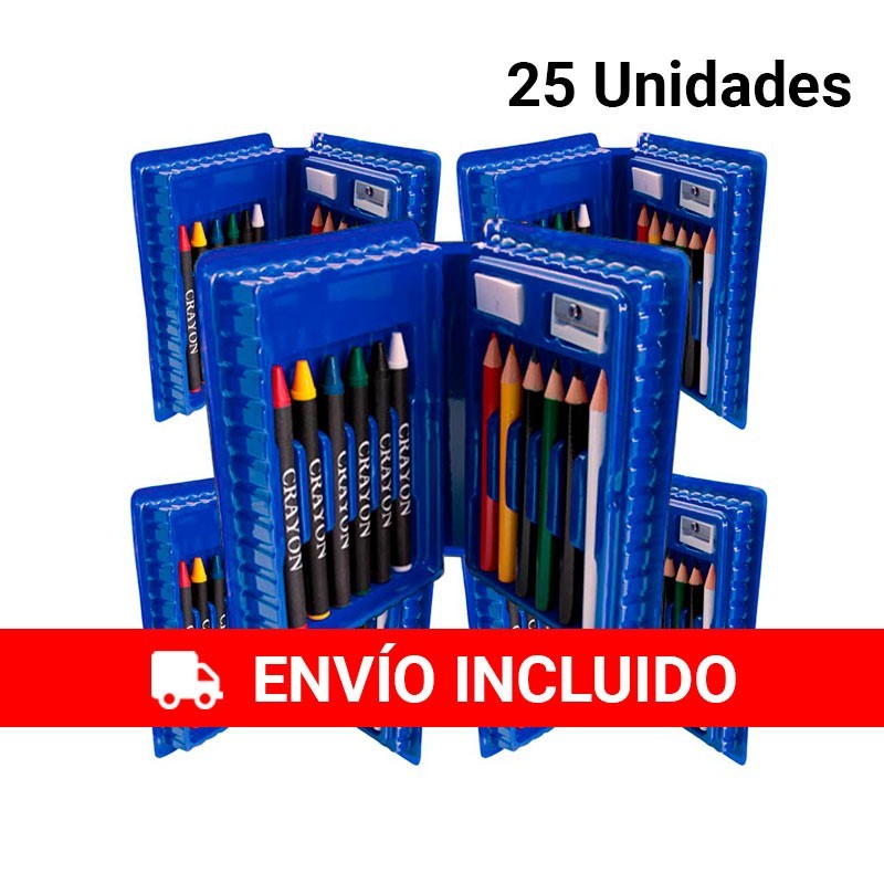 25 Estuche para colorear para niños color Azul