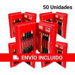 Pack de 50 Estuches para colorear para niños color Rojo