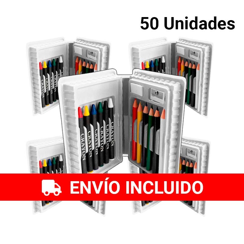 Pack of 50 White children's colouring sets for children