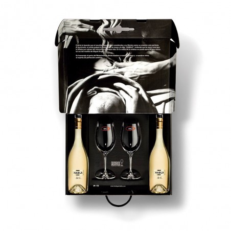 Case with 2 bottle of " Habla de ti" and 2 wineglass "Riedel"