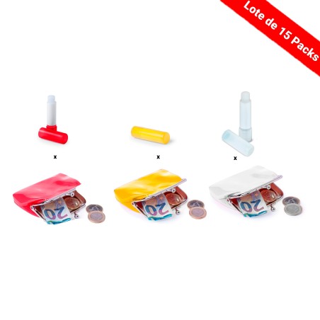 Lot de 50 portefeuilles et baumes en barre