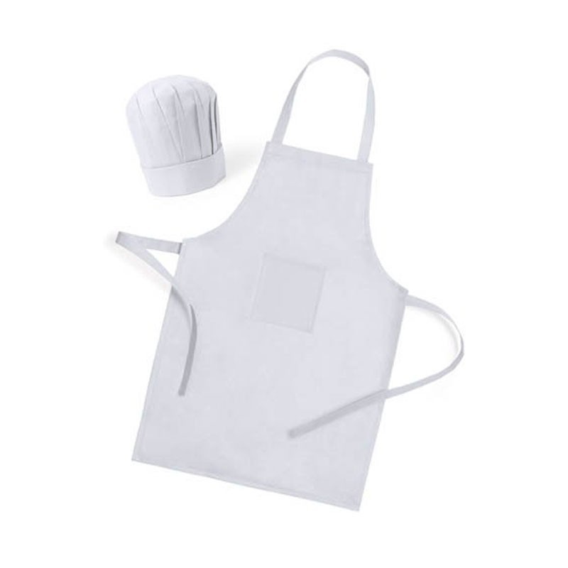 Pack de 25 Delantales con Gorros de Cocina para Niños (Blanco)