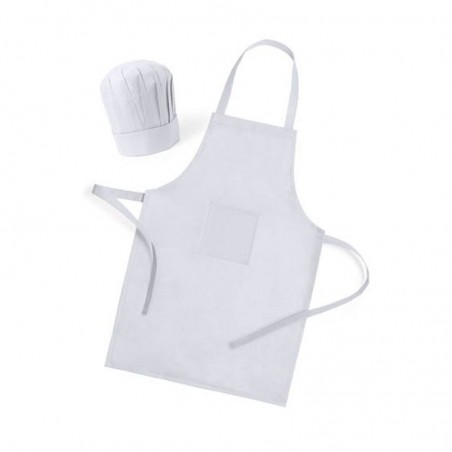 Pack de 25 Delantales con Gorros de Cocina para Niños (Blanco)