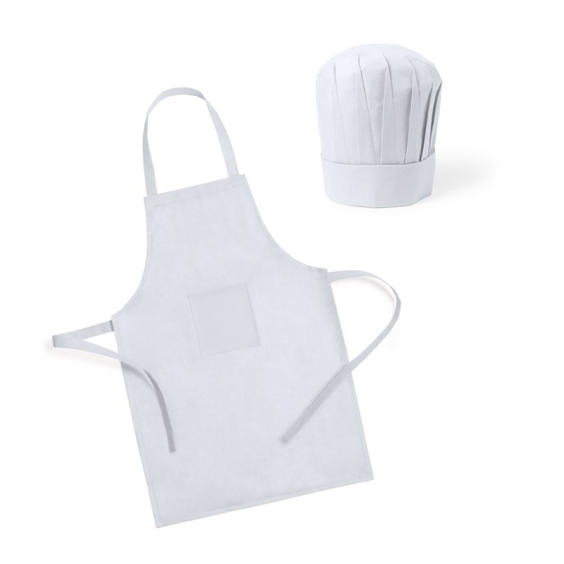 Tablier de chef et chapeau pour cadeau pour enfants (blanc)