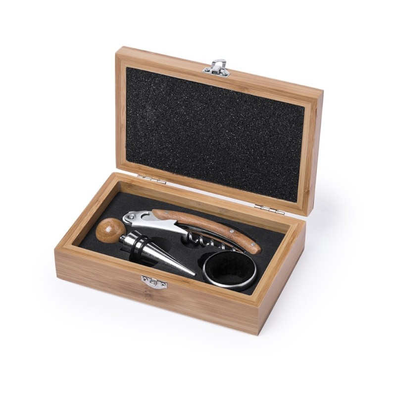 Wine set in a wooden box