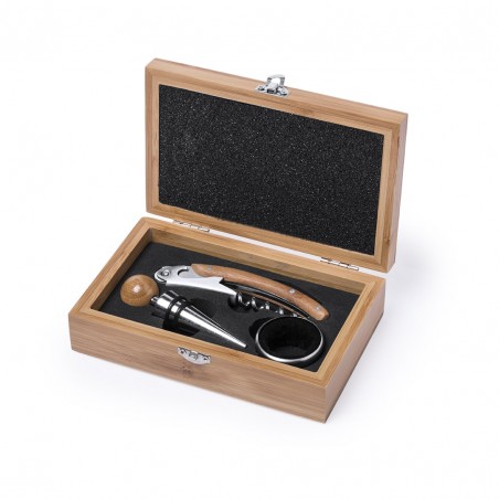 Wine set in a wooden box