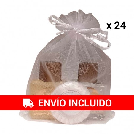 24 x Pack detalle de invitados pastilla de jabón vegetal, colonia y champú Deliex