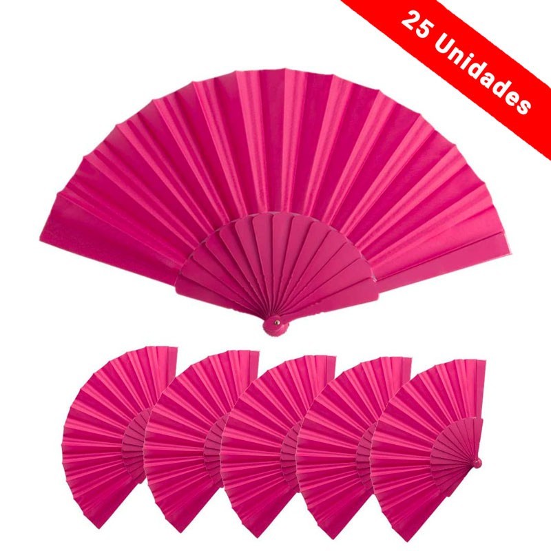 PAQUET DE 25 ÉVENTAILS FUCHSIA POUR LES MARIAGES