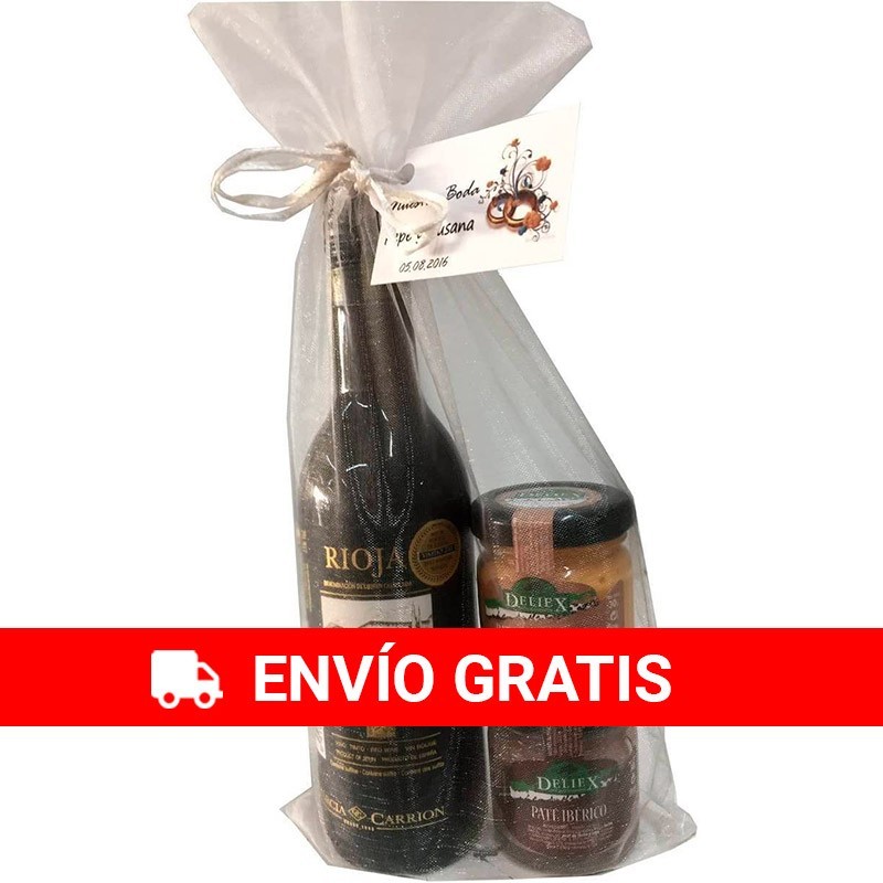 Detalle de vino Antaño con 2 patés deliex para regalos (24ud)