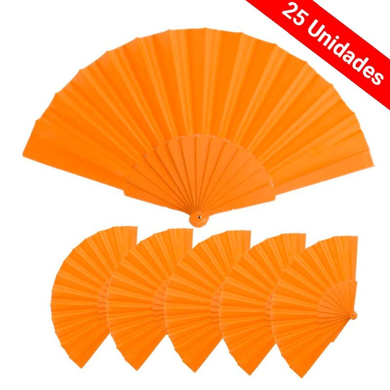 Pack 25 Abanicos Naranja Para Eventos