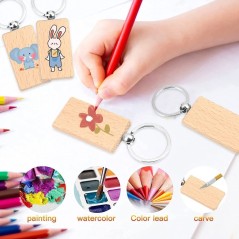 Lot of 30 wooden keychains to personalize | Regalos Gourmet Online