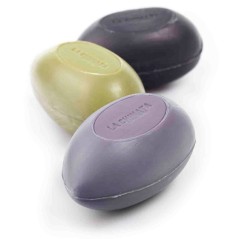 Lot de 3 savons en forme de vert olive, noir et violet pour événement