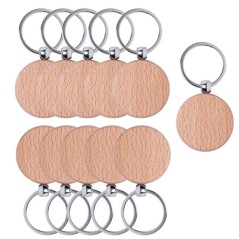 Pack 50 round wooden key rings for events | Regalos Gourmet Online