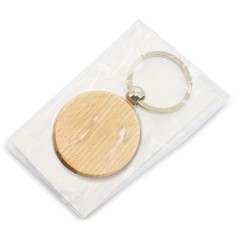 Pack 50 round wooden key rings for events | Regalos Gourmet Online