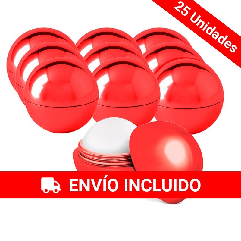 25 Bálsamo Labial Redondo Rojo