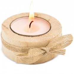 Wooden candle with rope bow