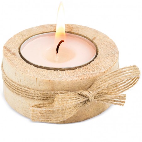 Wooden candle with rope bow