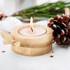 Wooden Candle with rope bow | Regalos Gourmet Online