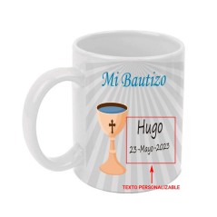 Taza para bautizo personalizada con nombre y fecha - Regalos Gourmet Online