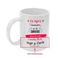 Taza blanca personalizable con tipo de evento, fecha y nombre de la persona - Regalos Gourmet Online