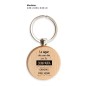 Wooden keychain with the phrase "The best part of today is your company..."
