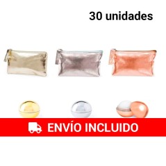 30 assorted metallic wallets and balms in various colors