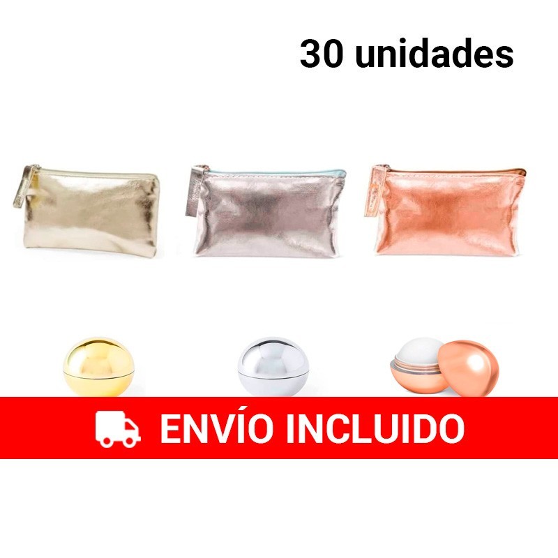 30 assorted metallic wallets and balms in various colors