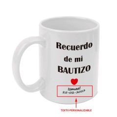 Taza blanca personalizada "Recuerdo de mi Bautizo" - Regalos Gourmet Online