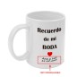 Taza blanca personalizada "Recuerdo de mi boda". Pon los nombres y la fecha que desees.