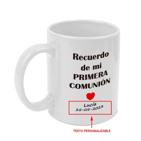 Tasse blanche 350 ml personnalisée "Recuerdo de mi comunión"