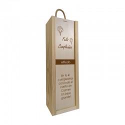 Caja madera personalizada para regalos de cumpleaños - 1 botella