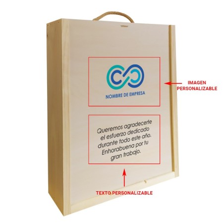 Caja de madera personalizada para regalo de empresa - 3 botellas