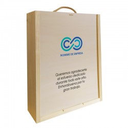Caja madera personalizada para regalos de empresa - 3 botellas