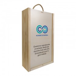 Caja de madera personalizada para regalo de empresa - 2 botellas