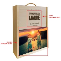 Caja de madera personalizada para regalo a tu madre - Regalos gourmet online