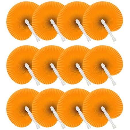 Pack of 60 orange-colored hand fans