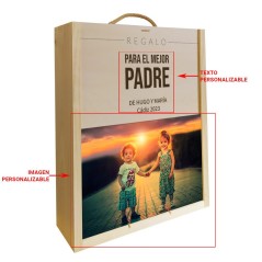 Caja de madera personalizada para regalo a tu padre - Regalos gourmet online