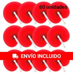 Pack of 60 red hand fans | Regalos Gourmet Online