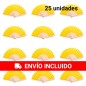 Pack de 25 abanicos de madera natural color Amarillo