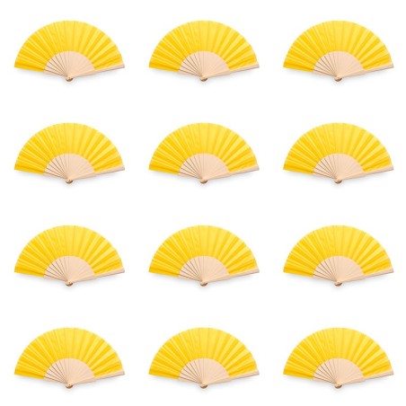 Lot of 50 Yellow Natural Wood Fans