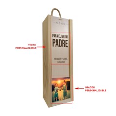Coffret en bois personnalisé, cadeau pour papa - Contenance : 1 bouteille