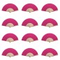 Abanicos de madera color fucsia pack de 25