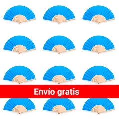 Pack de 100 abanicos color azul de madera| Regalos Gourmet Online
