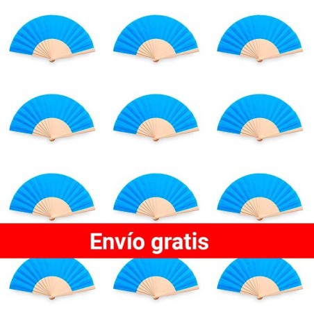 Pack de 100 abanicos color azul de madera| Regalos Gourmet Online