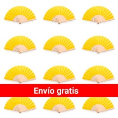 Lot of 100 units of yellow wooden fans