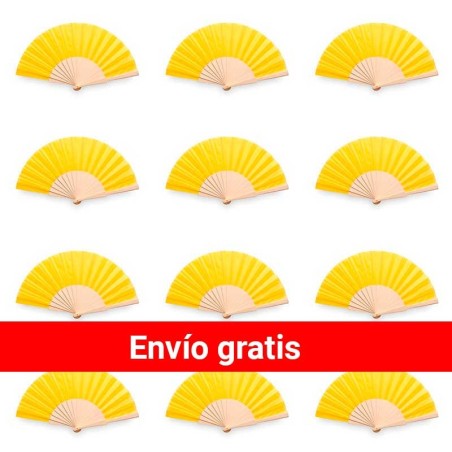 Lot of 100 units of yellow wooden fans