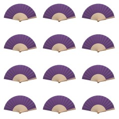Purple Wooden Fans, Set of 100
