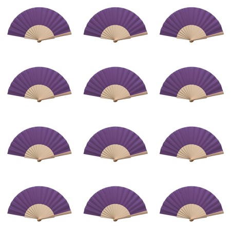 Purple Wooden Fans, Set of 100