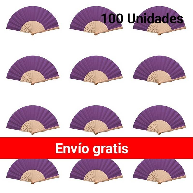 Purple Wooden Fans, Set of 100